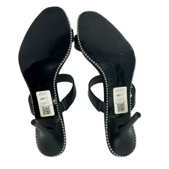 Asos Black Double Strap Silver Studded Slip On Stilettos Sandals Size 10 (US) - Picture 7 of 15